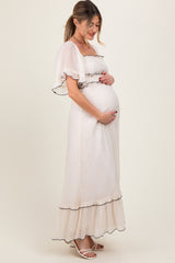 Cream Wide Sleeve Maternity Maxi Dress