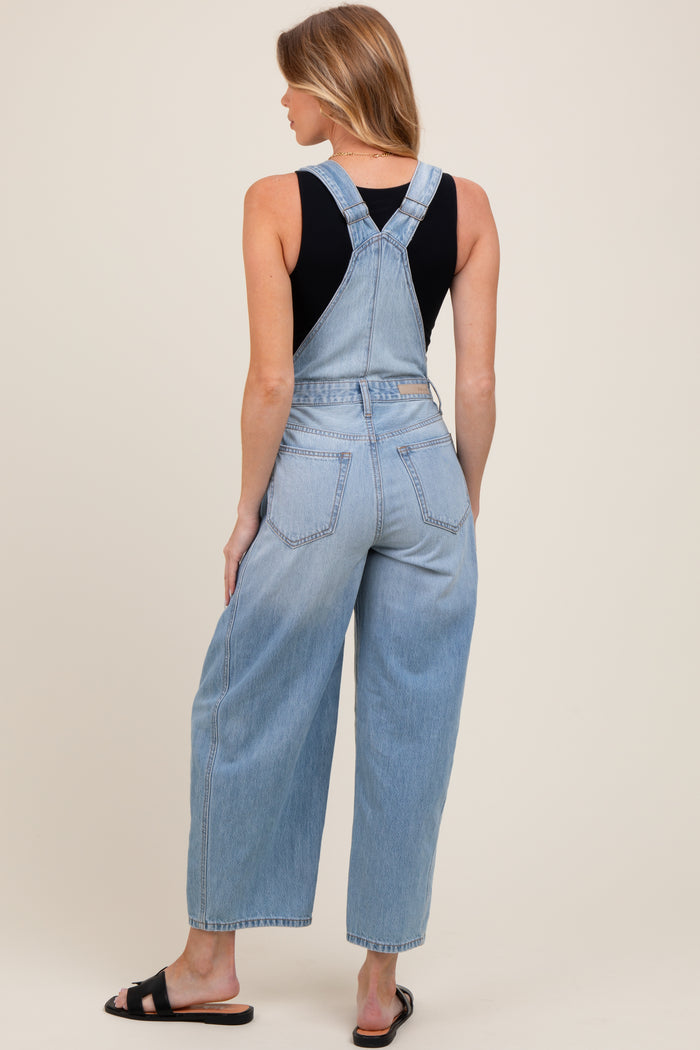 Light Blue Barrel Leg Maternity Overalls