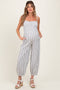 Cream Smocked Striped Balloon Maternity Jumpsuit