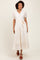 Cream Split Neckline Tiered Midi Dress
