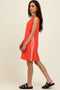 Coral Sleeveless Striped A-Line Mini Dress