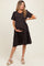 Black Floral Striped Tiered Short Sleeve Maternity Dress