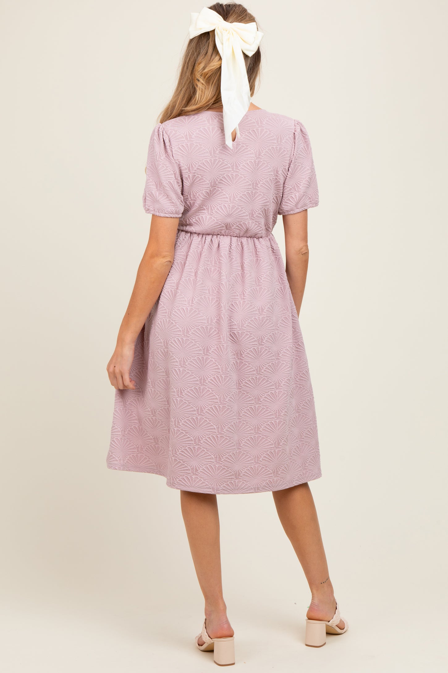 Lavender Textured Knit Maternity Midi Dress