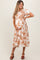 Cream Floral Smocked Short Sleeve Maternity Midi Dress
