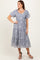 Light Blue Floral Embroidered Tiered Midi Dress