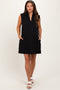 Black Sleeveless Polo Maternity Mini Dress