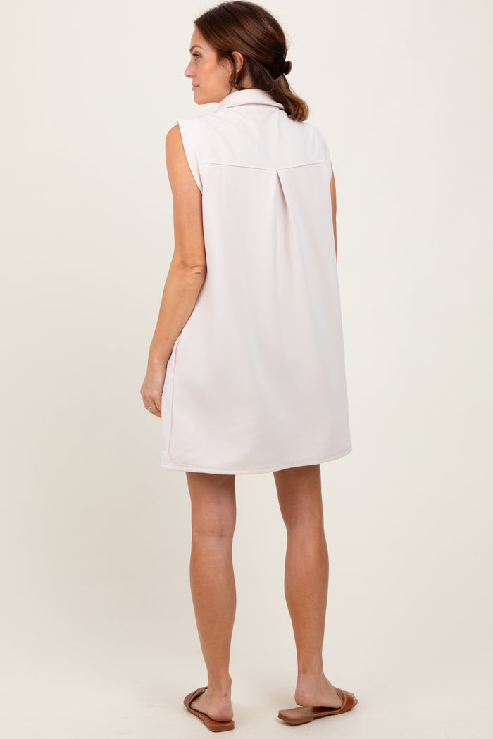 Cream Sleeveless Polo Mini Dress
