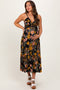 Black Floral Lace Inset Maternity Midi Dress