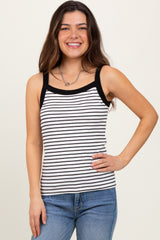 Ivory Striped Contrast Strap Maternity Tank