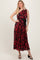 Red Floral Print Plisse One Shoulder Maxi Dress