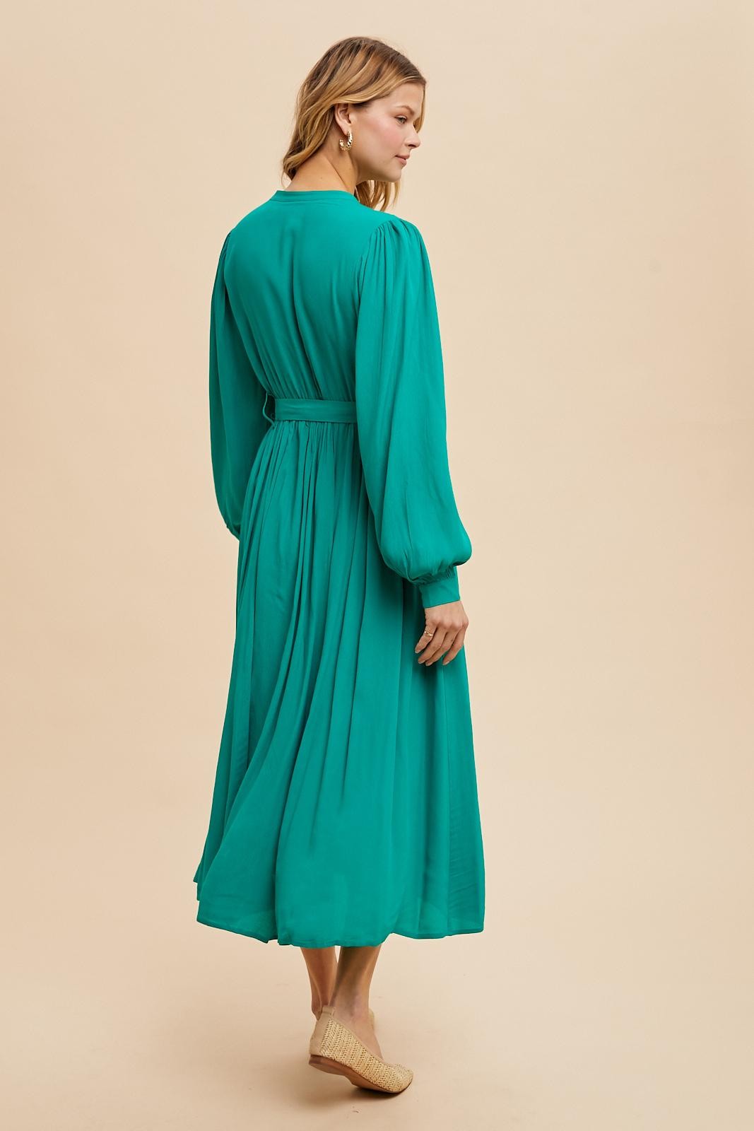 Jade Belted Long Sleeve Maxi Dress