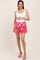 Fuchsia Printed Elastic Waist Band Maternity Shorts
