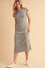 Heather Gray Basic Crewneck Midi Dress