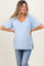 Light Blue Oversized V-Neck Side Slit Maternity Tee