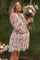 Cream Floral Chiffon Plisse Maternity Mini Dress