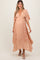 Peach Floral V-Neck Flutter Sleeve Maternity Maxi Dress