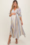 Multicolor Striped Handkerchief Hem Maternity Maxi Dress