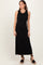 Black Jacquard Sleeveless Side Slit Midi Dress