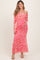 Pink Floral Mesh Off Shoulder Long Sleeve Maternity Maxi Dress