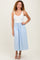 Light Blue Contrast Knit Bodice Midi Dress