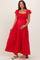 Red Layered Flutter Sleeve Tiered Maternity Maxi Dress