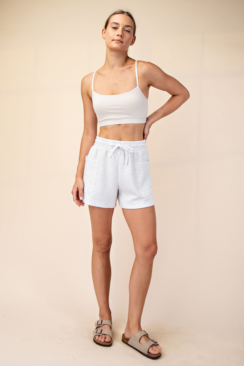 Heather Grey Patch Pocket Shorts