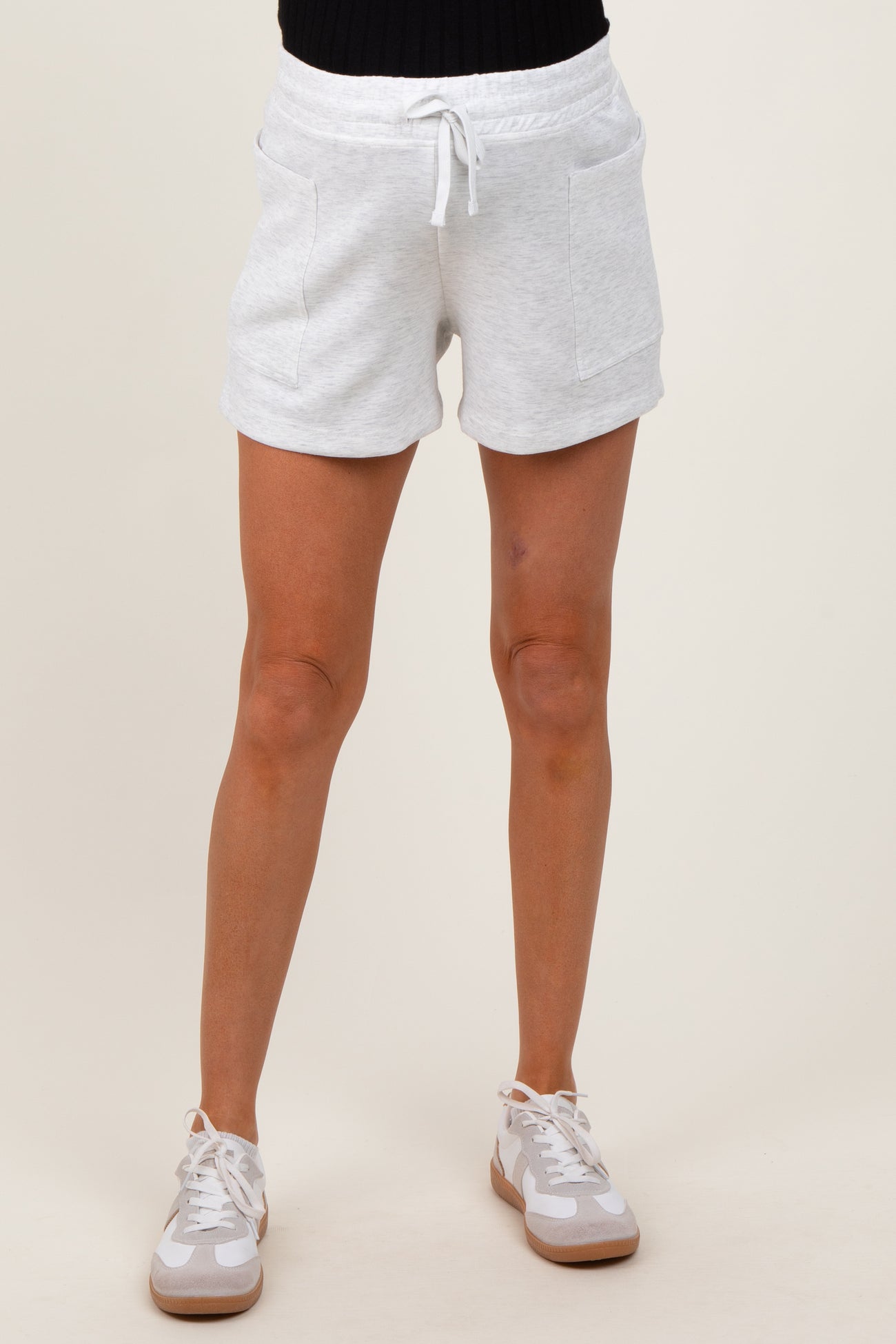 Heather Grey Patch Pocket Maternity Shorts
