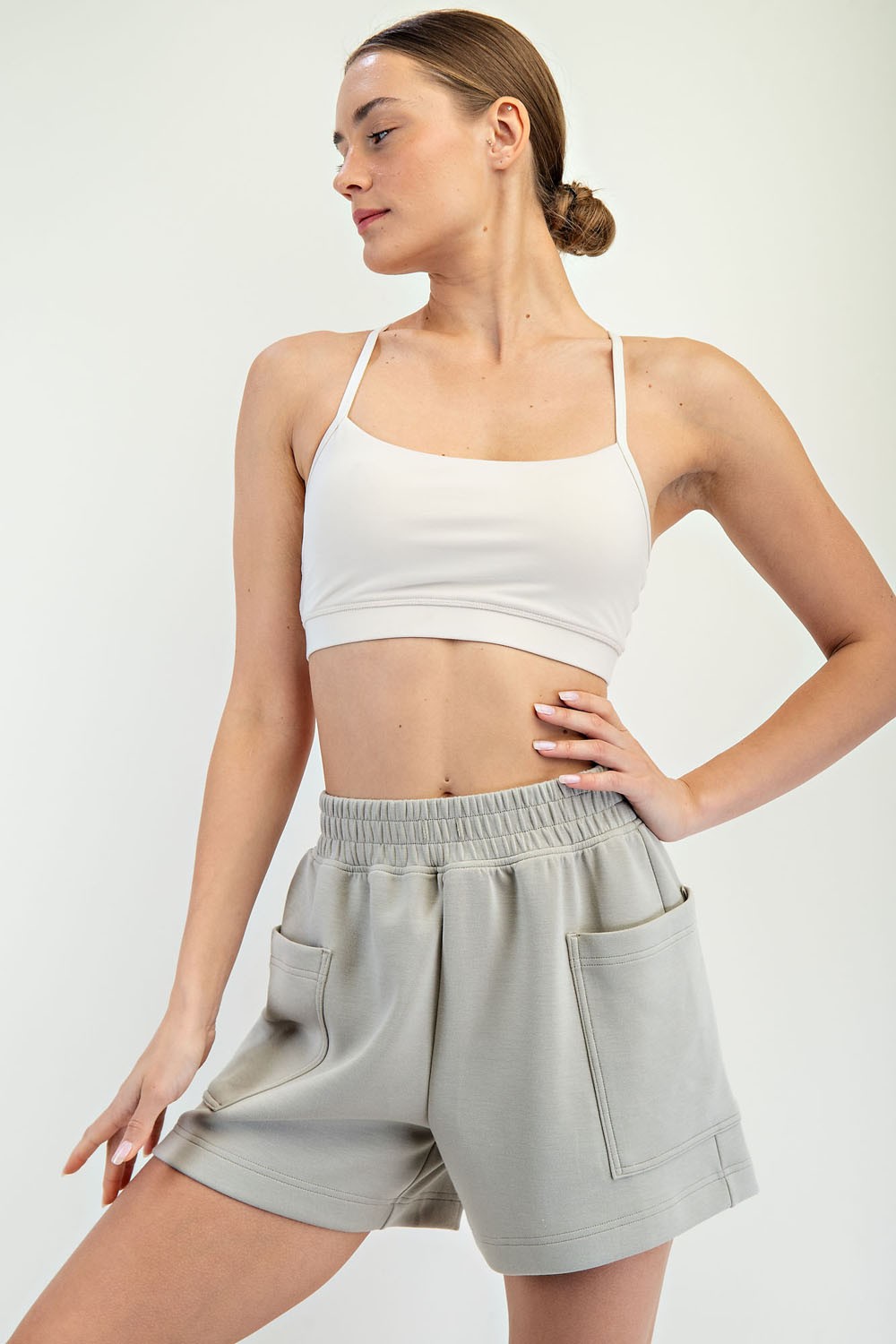 Light Olive Patch Pocket Shorts
