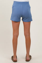 Blue Patch Pocket Maternity Shorts