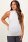 Beige Ribbed Sleeveless Mock Neck Maternity Top