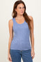 Blue Melange Ribbed Fitted Tank Top