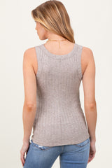 Mocha Melange Ribbed Fitted Maternity Tank Top