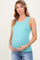 Turquoise Melange Ribbed Fitted Maternity Tank Top