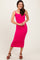 Fuchsia Ribbed Bodycon Midi Dress