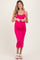 Fuchsia Ribbed Bodycon Maternity Midi Dress