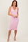 Light Pink Striped Sleeveless Fitted Midi Dress