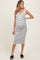 White Striped Sleeveless Fitted Maternity Midi Dress