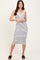 White Striped Sleeveless Fitted Midi Dress