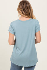 Sage Round Neck Nursing Pocket T-Shirt