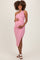 Pink Striped One Shoulder Side Slit Maternity Midi Dress