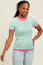 Mint Striped Knit Contrast Trim Top