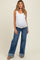 Navy Blue Cuffed Hem Baggy Wide Leg Maternity Jeans