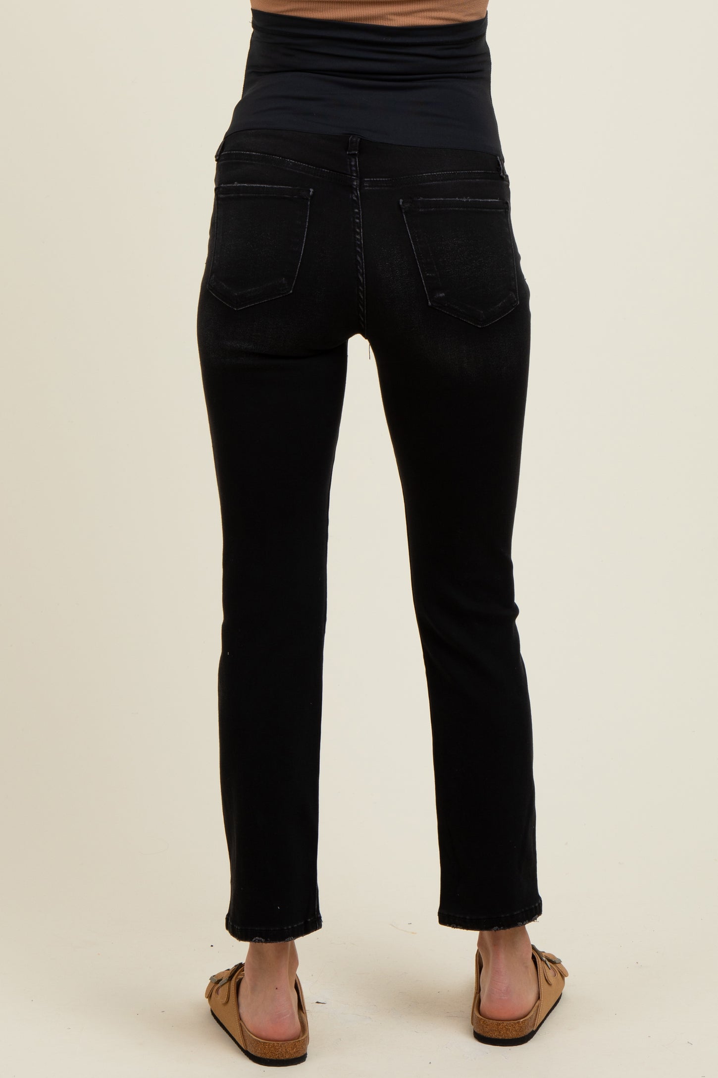 Black Ankle Slim Straight Leg Maternity Jeans