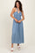 Blue Halter Neck Side Slit Midi Dress