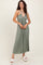 Light Olive Halter Neck Side Slit Midi Dress