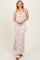 Red Ribbed Floral Shoulder Tie Maxi Dress