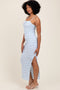Light Blue Ruffle Tiered Fitted Maxi Dress