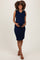 Navy Ruffle Sleeve Textured Maternity Midi Dress