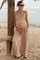 Taupe Sleeveless Top And Wide Leg Pants Maternity Set