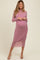 Pink Shimmer Mesh Long Sleeve Ruched Maternity Midi Dress